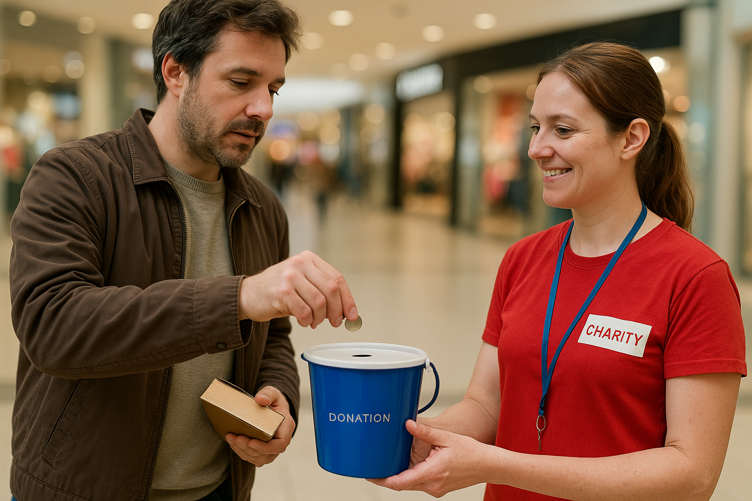Volunteer collecting donations for The More Creation Foundation